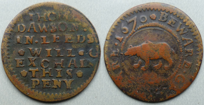 Leeds, Thomas Dawson 1670 penny